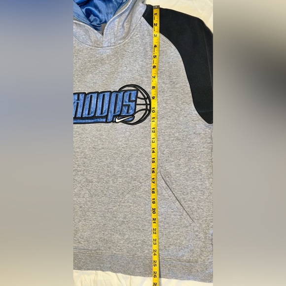 Nike Hoops Hoodie Grey Dark Blue "Satin" lined hood Basketball Youth Boys XL - Picture 11 of 12